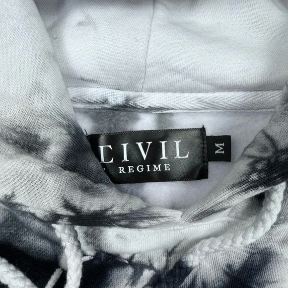 Civil Regime Tie-Dye Floral Hoodie - Black & White (Size M) - Picture 4 of 5